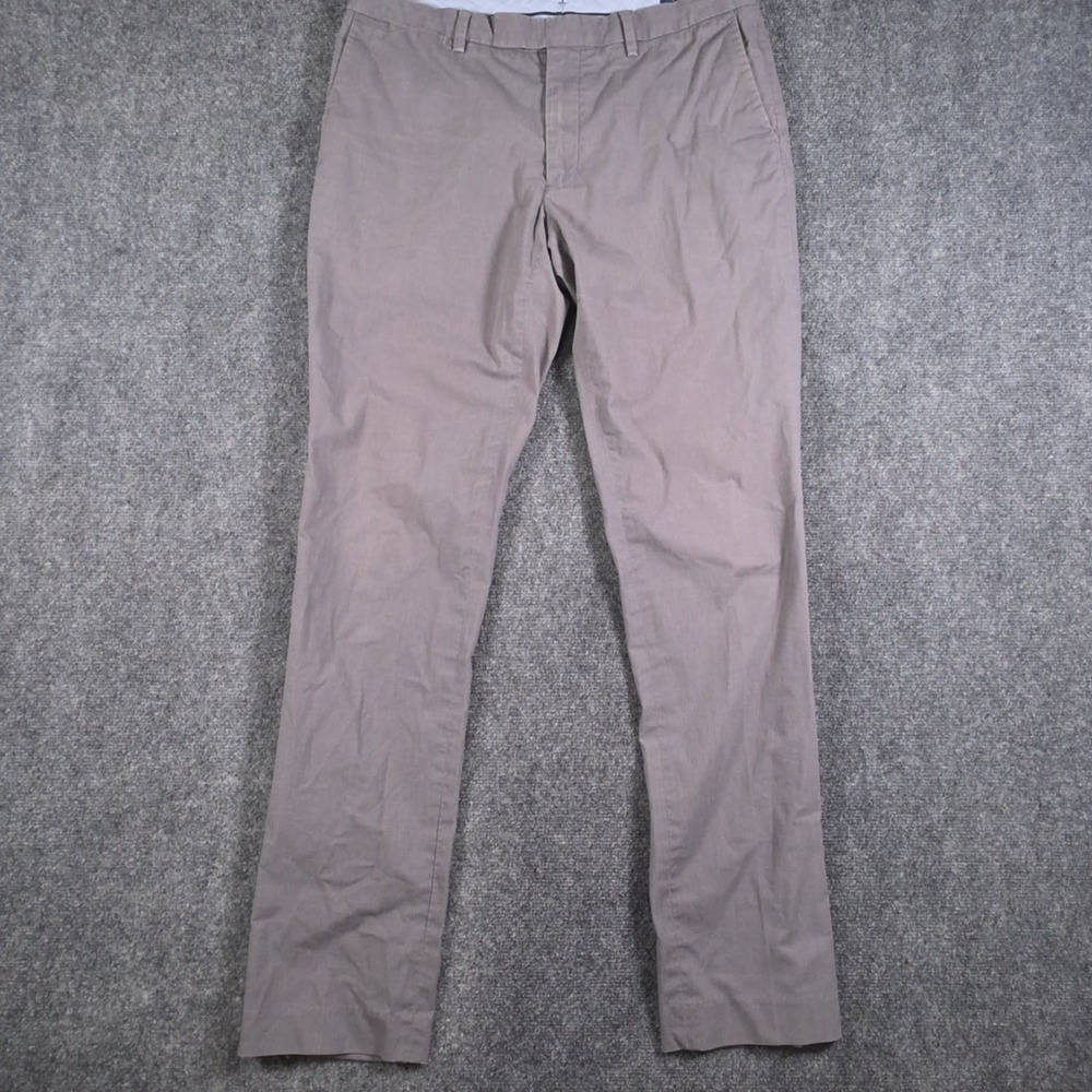 Polo Ralph Lauren Slim Fit Chino Pants Mens 34x34 Gray Flat Front Preppy